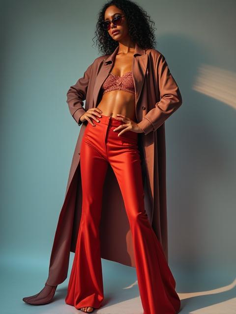 Exemplo de fotografia de moda editorial com modelo em pose estilosa