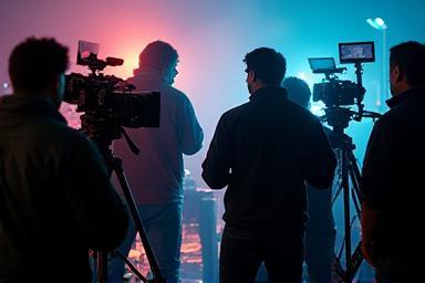 Imagem representando a filmagem de uma produção de vídeo
